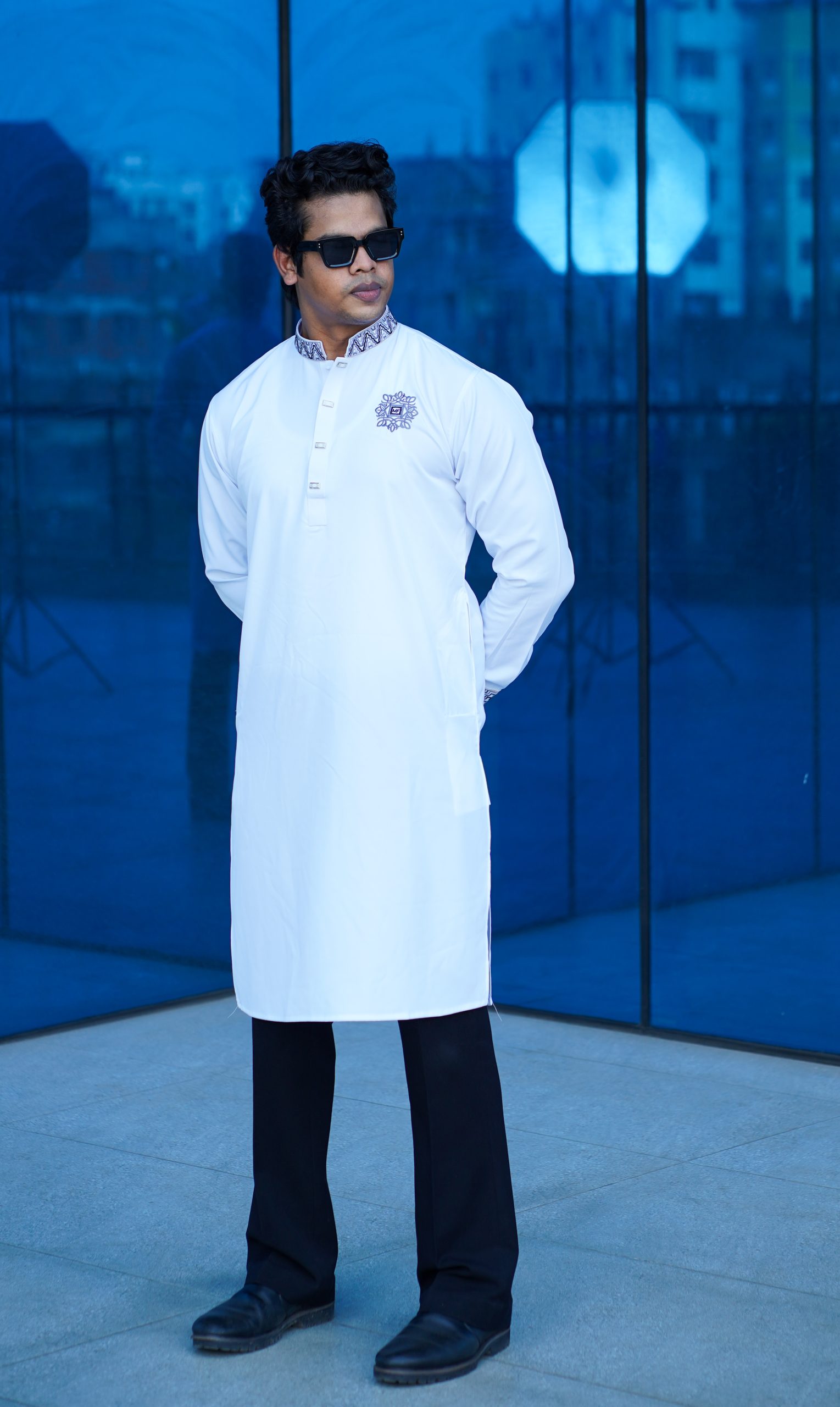 Royal Elegance – White Embroidered Panjabi - Image 2