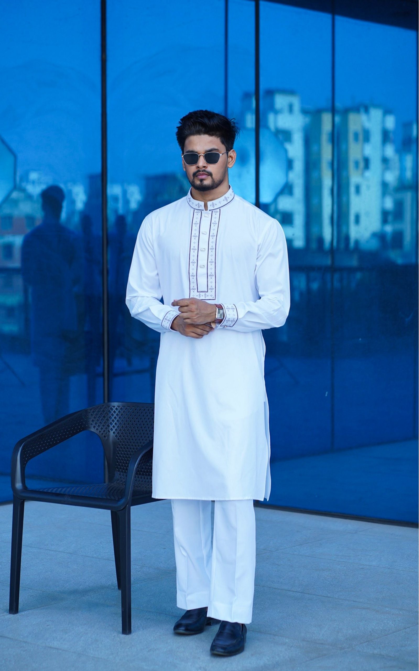 Premium White Embroidered Panjabi – Signature Collection